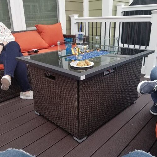 Customer photo review of Outdoor Wicker Firepits
