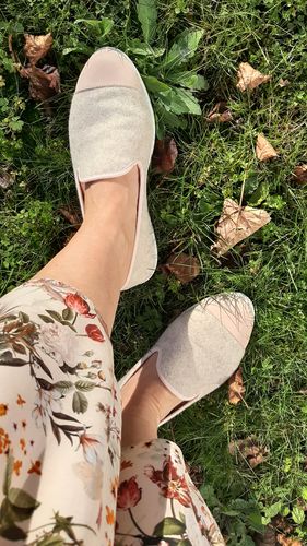 Avis photo d'un client sur Chausson femme laine, beige rose poudré