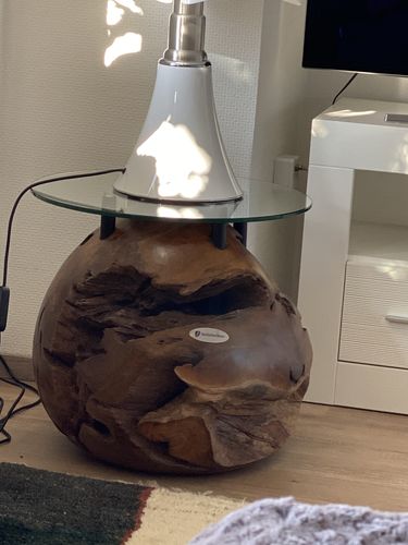 Customer photo review of Teak Kugel Couchtisch ROCO inklusiv Glasplatte