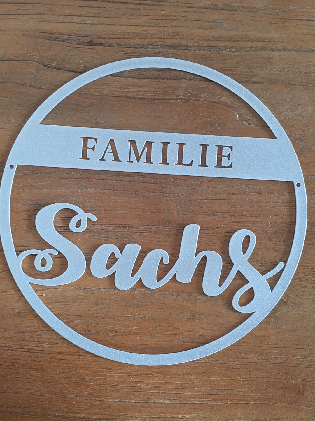 Customer photo review of Türschild rund " Family" mit personalisierbarem Familienname - ein garantierter Hingucker