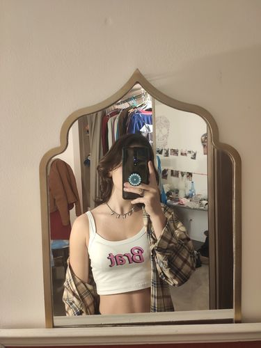 Customer photo review of BRAT Graphic Strappy Crop Top