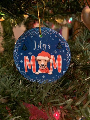 Customer photo review of Christmas Dog Mom/Dad Ornament - Personalized Ceramic Christmas Ornaments