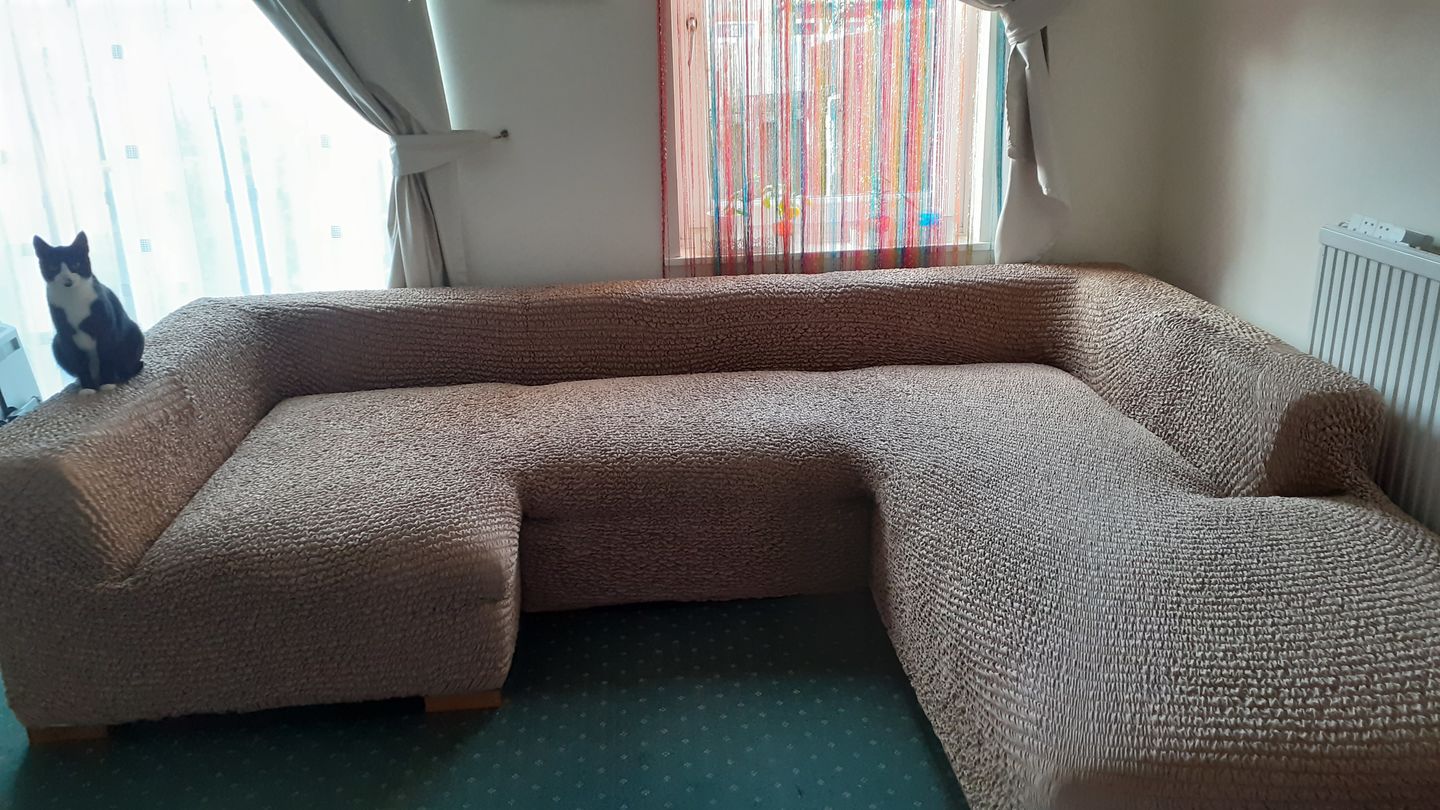 Customer photo review of Corner Sofa Cover - Latte Microfibra