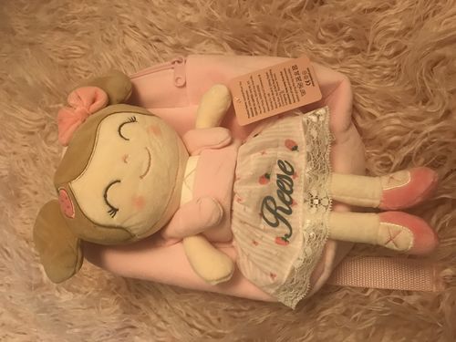 Customer photo review of Personalized Leyadoll Doll Backpack (Strawberry) - 2 Skin Tones