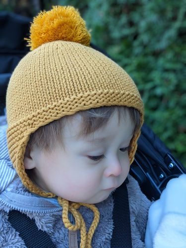 Customer photo review of Wool ball earflap hat- mustard