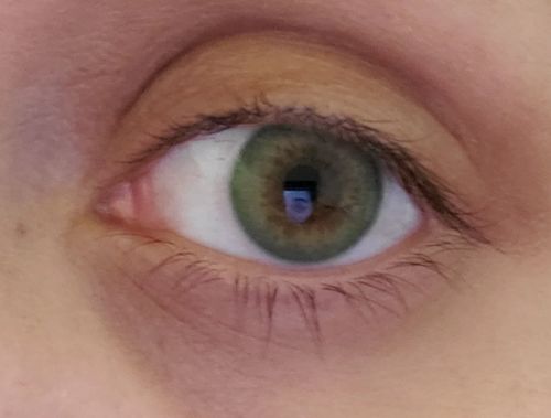 Customer photo review of Iris Green Prescription Contact Lenses