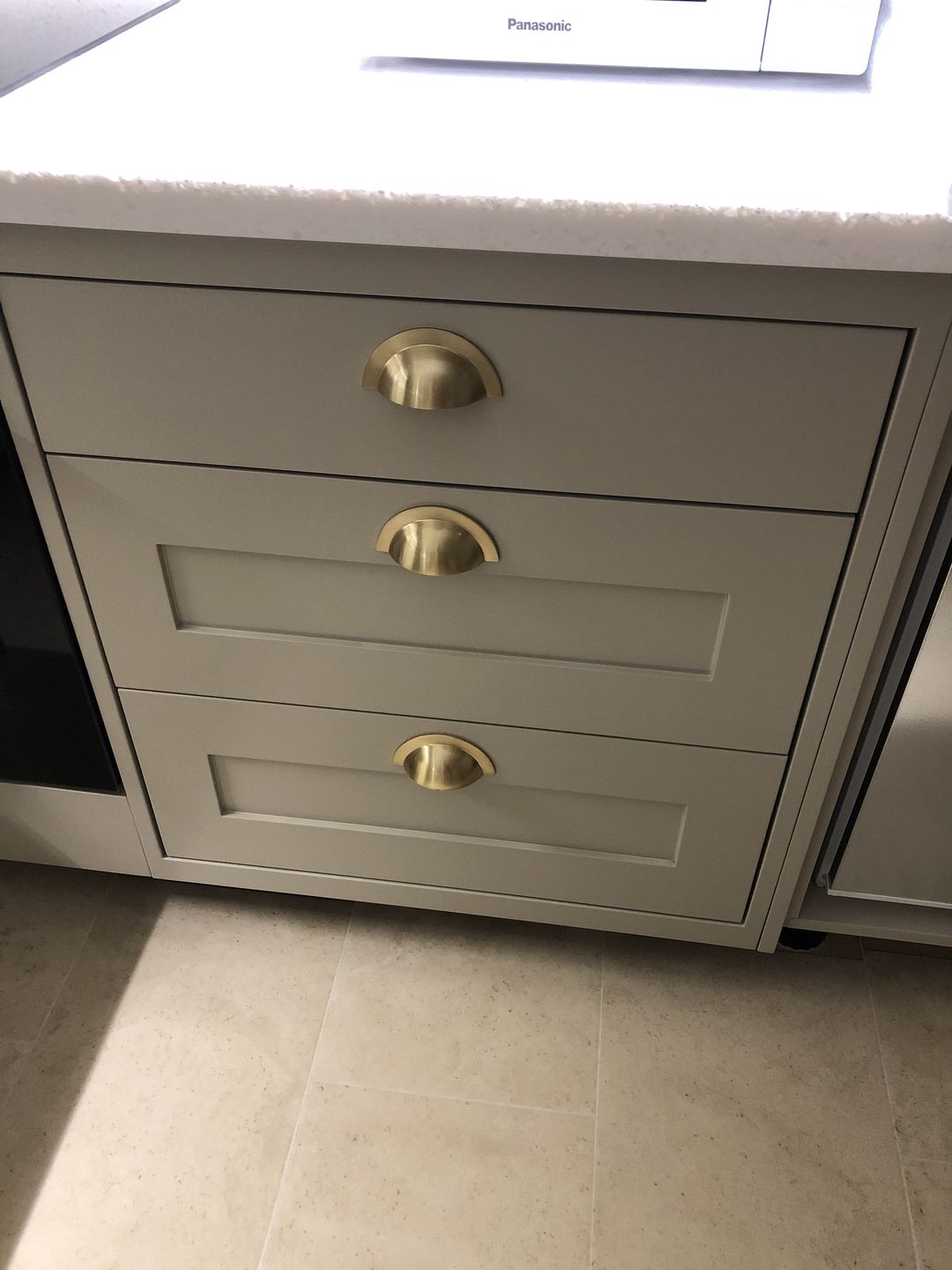 Customer photo review of Brushed Satin Brass Cupboard Handles