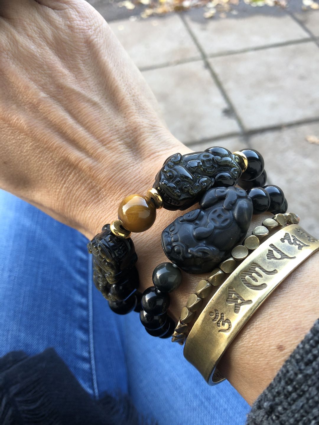 Customer photo review of Natural Gold Obsidian Double Pi Yao Wealth Bracelet