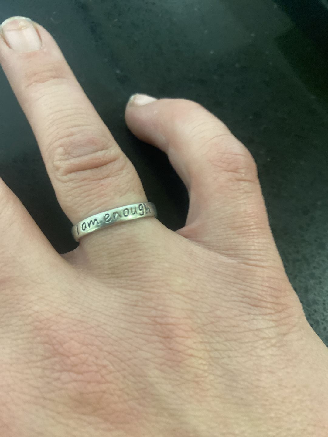 Customer photo review of 925 Sterling Silver 'I Am Enough' Ring