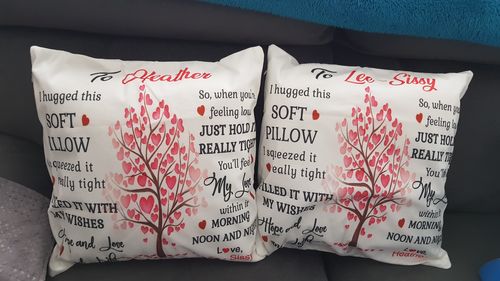 Customer photo review of Personalized Name I Hugged This - Pillowcase