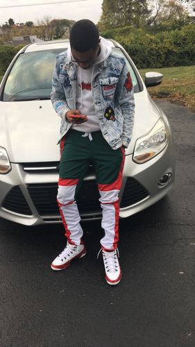 Customer photo review of Color Block Track Pants Black - Red - White (M4565PSA)