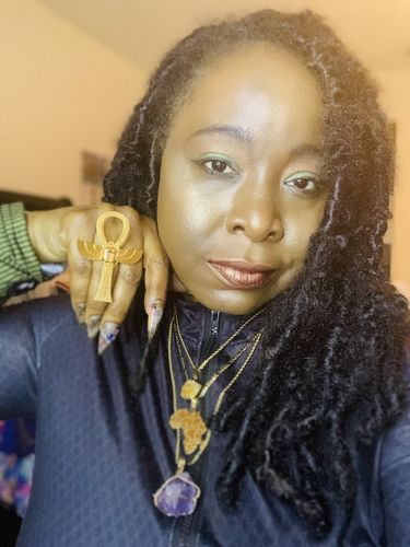 Customer photo review of Raw Amethyst/Rose Quartz Necklace