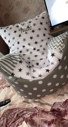 Customer photo review of Personalised Grey Patchwork Bean Bag Chair