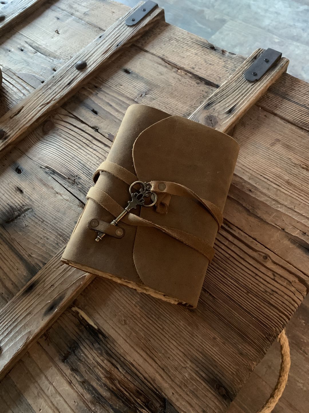 Customer photo review of Vintage Leather Journal – Handmade Notebook
