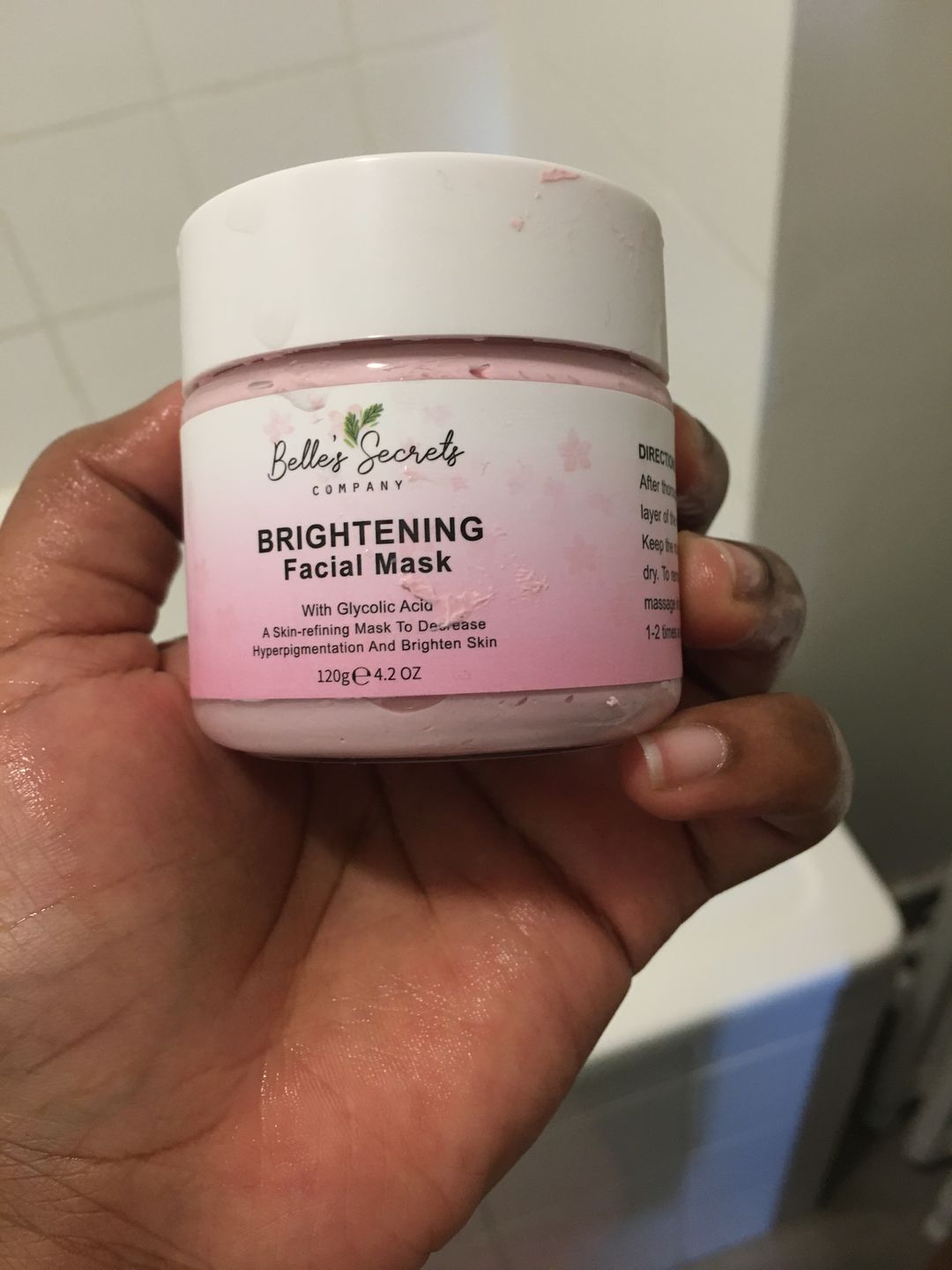 Customer photo review of Belle's Secrets Brightening Facial Mask