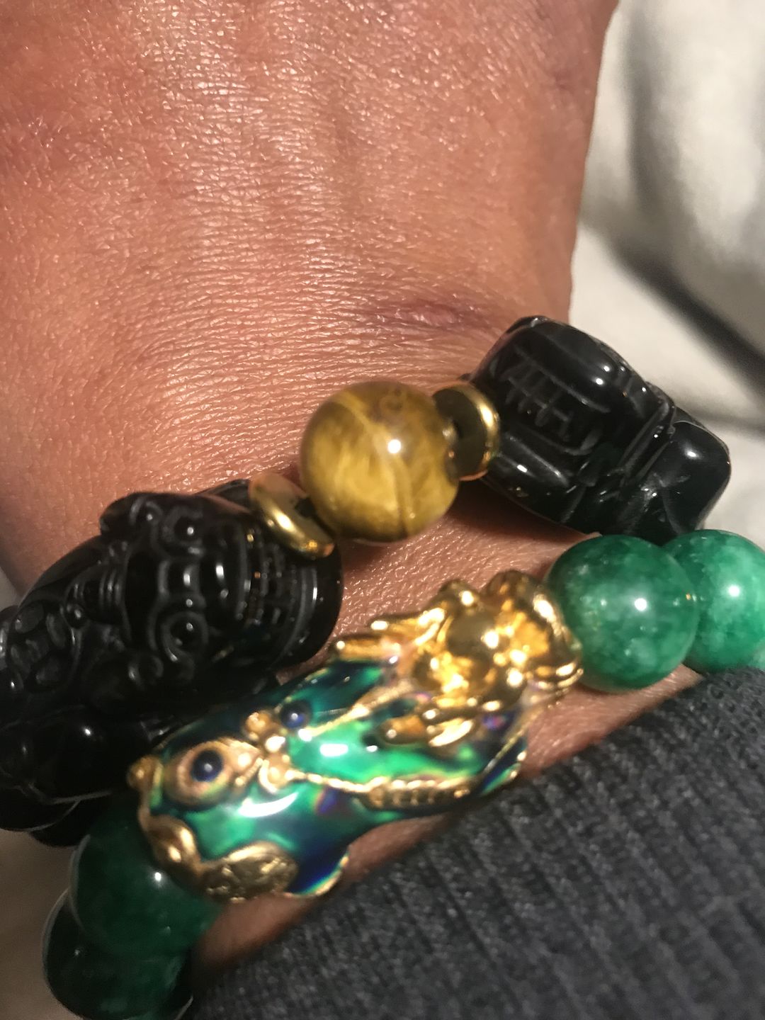 Customer photo review of Natural Gold Obsidian Double Pi Yao Wealth Bracelet