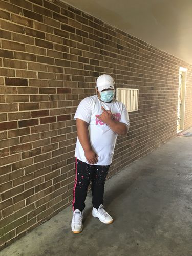 Customer photo review of Side Stripe Print Skinny Fit Track Denim Black - Pink (M4701DB)
