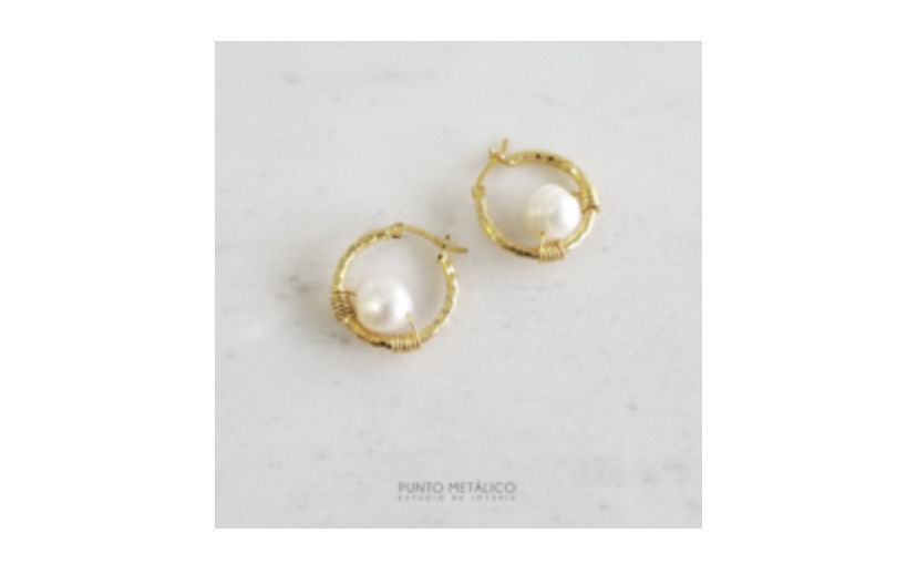 Customer photo review of Pearl Hoops Earrings