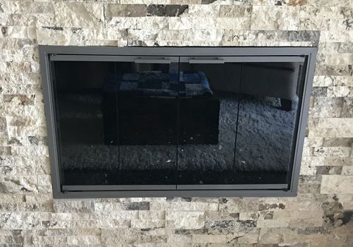 Customer photo review of Aluminum Fireplace Glass Doors Masonry & Zero Clearance - Stiletto