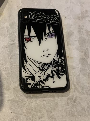 Customer photo review of Naruto Characters Sketch Tempered Glass Phone Case