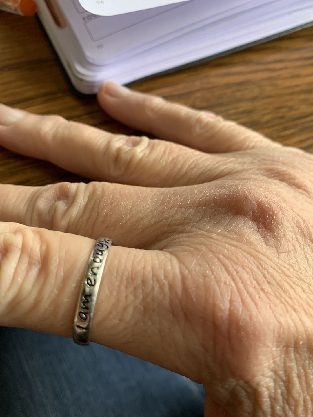 Customer photo review of 925 Sterling Silver 'I Am Enough' Ring