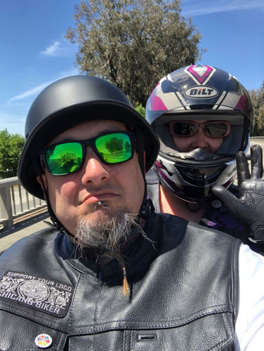 Customer photo review of Mayan Style Half Helmet - Gloss Black