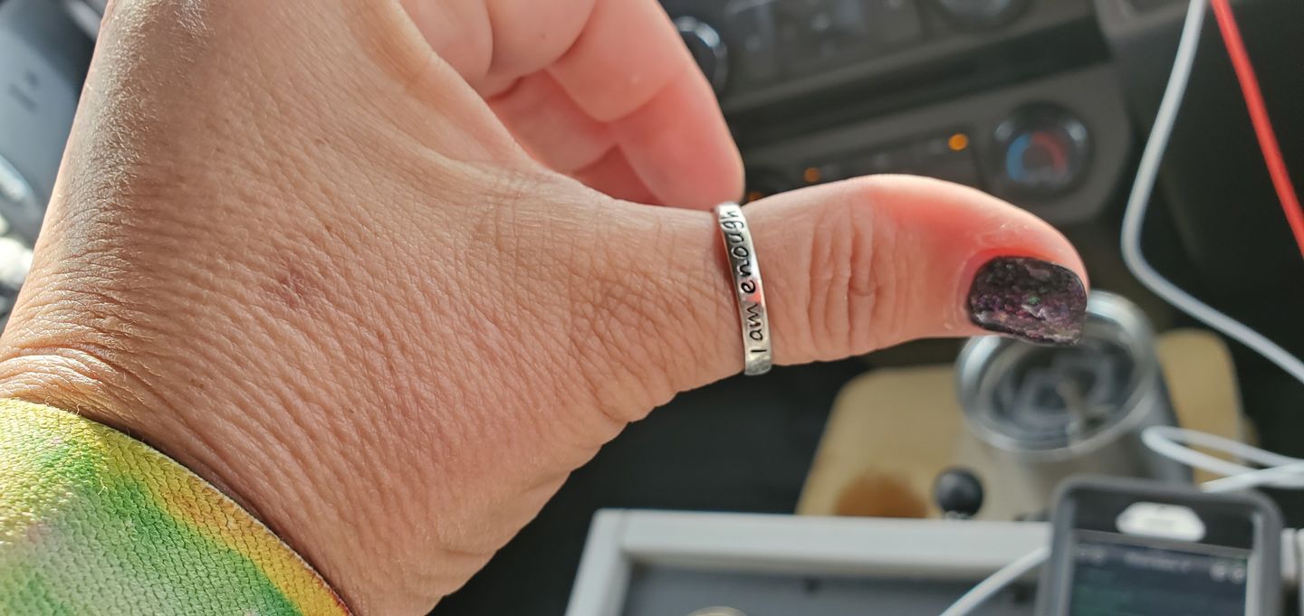 Customer photo review of 925 Sterling Silver 'I Am Enough' Ring