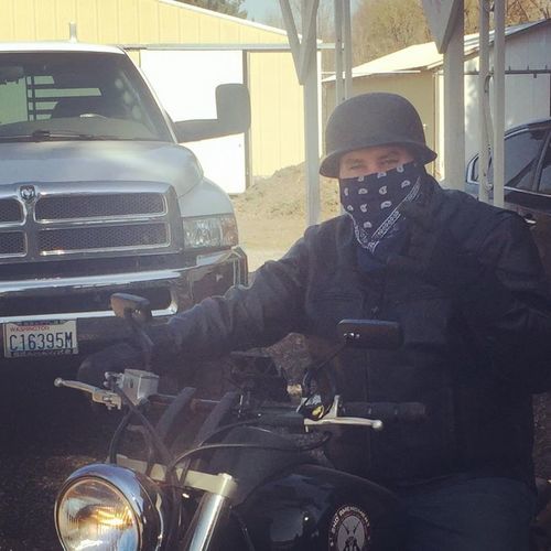 Customer photo review of Mayan Style Half Helmet - Gloss Black