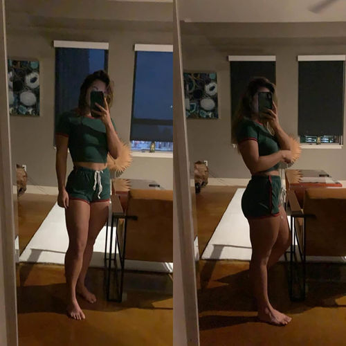 Customer photo review of Casual Stitching T-shirt Shorts Sports Set