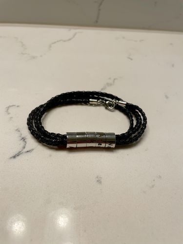 Customer photo review of Braided Bracelet with Custom Engraved Beads