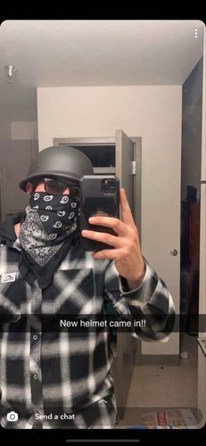 Customer photo review of Mayan Style Half Helmet - Gloss Black