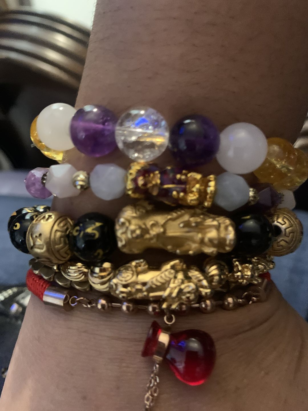 Customer photo review of Wealth Pixiu Charm in Natural Amethyst Bracelet