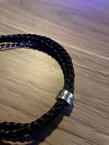 Customer photo review of Braided Bracelet with Custom Engraved Beads