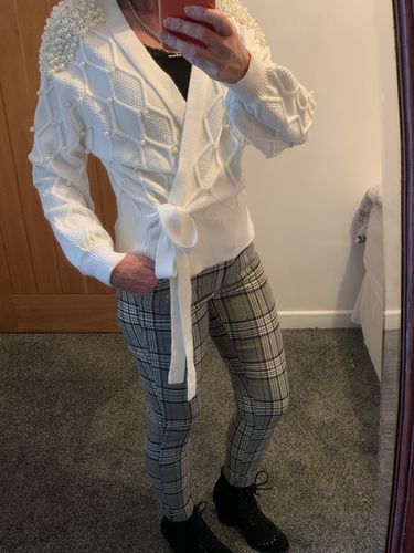 Customer photo review of Anastasia White Pearl Detail Cardigan