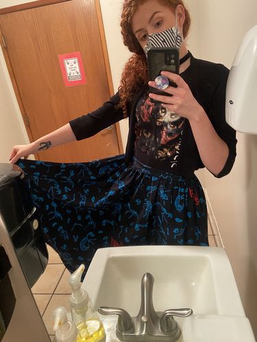 Customer photo review of PRE-ORDER - Vacation Swing Skirt in Better Off Dead Print - Vixen by Micheline Pitt