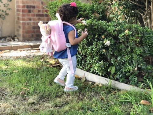 Customer photo review of Personalized Leyadoll Doll Backpack (Strawberry) - 2 Skin Tones