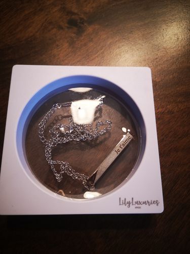 Customer photo review of Custom 3D Bar Necklace