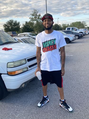 Customer photo review of Air Jordan 7 China "Money Chaser" Tee (Chile Red)