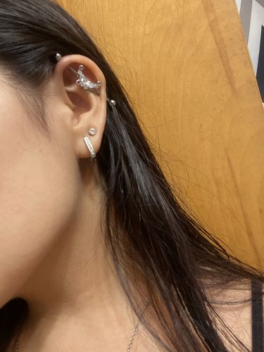 Customer photo review of Marquise and Round Gems Butterfly Industrial Barbell