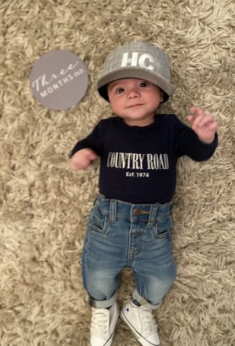 Customer photo review of Cubs & Co - PERSONALISED GREY W/ INITIALS | FRANKLIN FONT WHITE