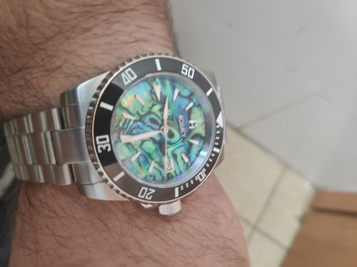 Customer photo review of Aquacy 1769 Hei Matau Men's Automatic 300M Abalone Dive Watch ETA 2824 1769.AB.B.S.ET