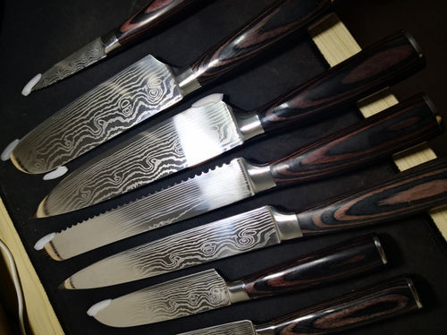 Customer photo review of Set de Couteaux de Chef Japonais en Acier Inoxydable