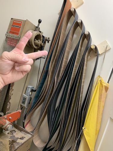 Customer photo review of 4 X 106 Inch Industrial Grade Silicon Carbide Sanding Belts, 3 Pack