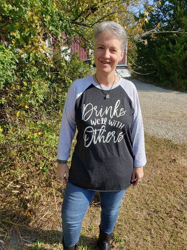 Customer photo review of Drinks Well With Others Graphic Tee
