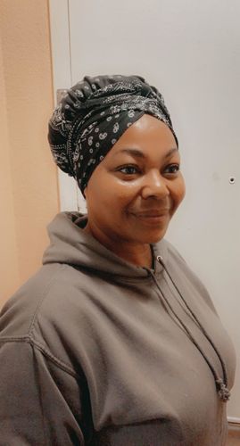 Customer photo review of African Print Head Wrap With Satin-Lined-AW1133