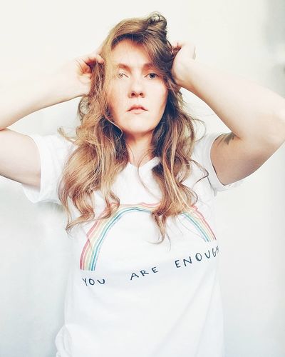Customer photo review of You Are Enough (Rainbow) -- T-Shirt