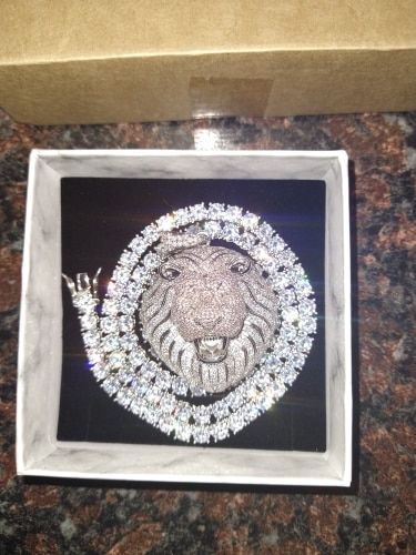 Customer photo review of Iced Out Lion Pendant