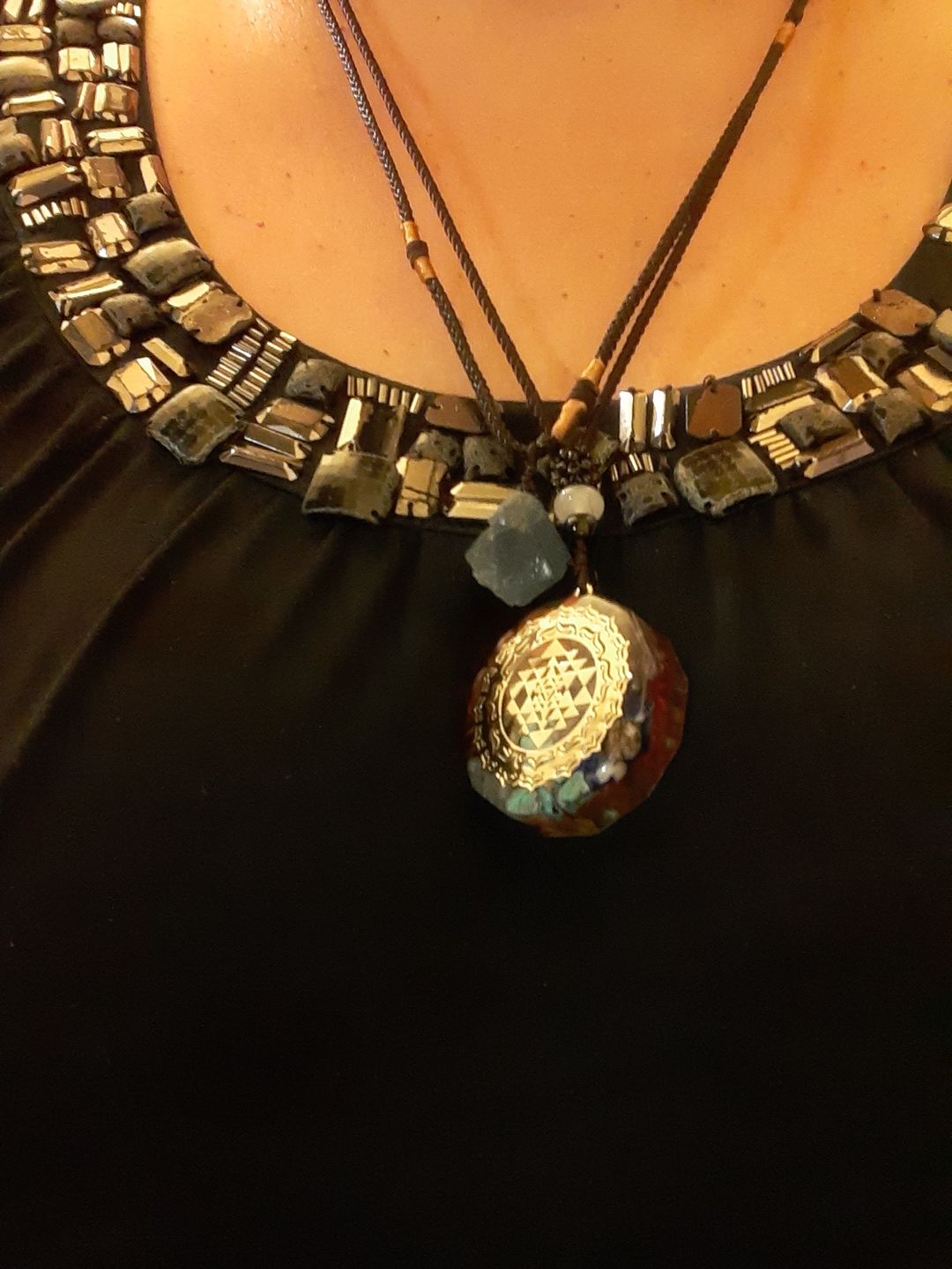 Customer photo review of Sacred Sri Yantra Orgonite Chakra Necklace