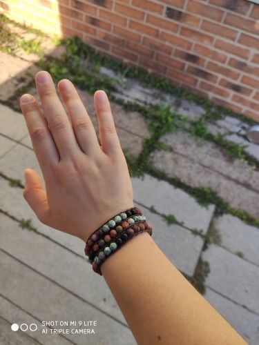 Customer photo review of Happy Hippie - Handgefertigtes Hippie Boho Vintage Lederarmband mit Natursteinen