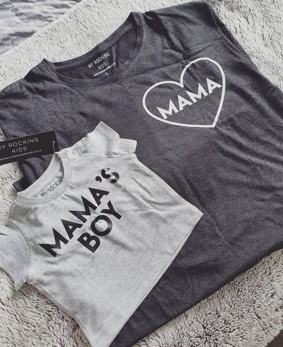 Customer photo review of Mama & Mama's Boy Mum & Kid Matching Tees (MRK X)